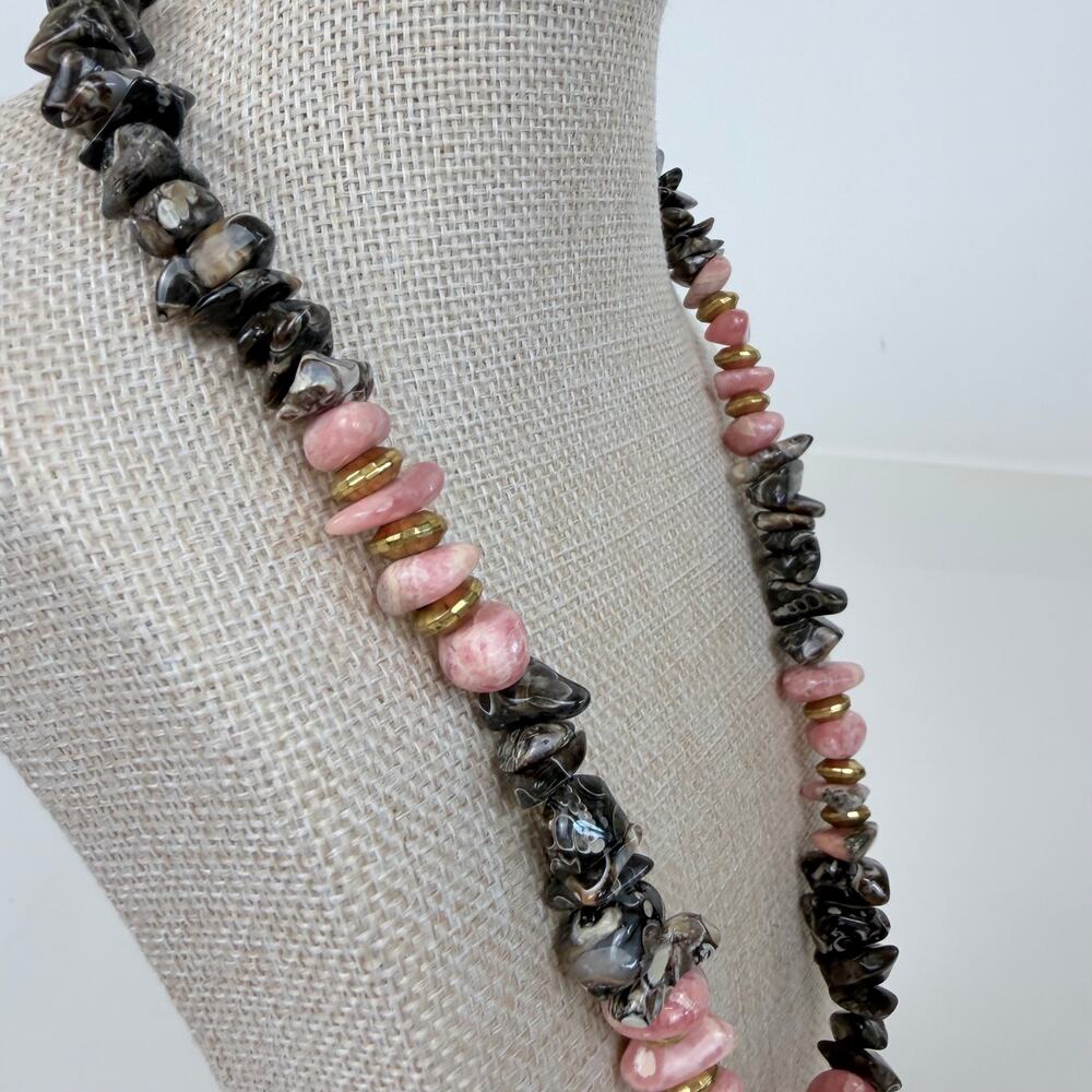 Tumbled Rhodonite Necklace - Picture 5 of 10